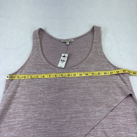 Express Scoop Neck Draped Hi Lo Tunic Knit Sleeveless Tank Top Dusty Rose Size L - Picture 8 of 9